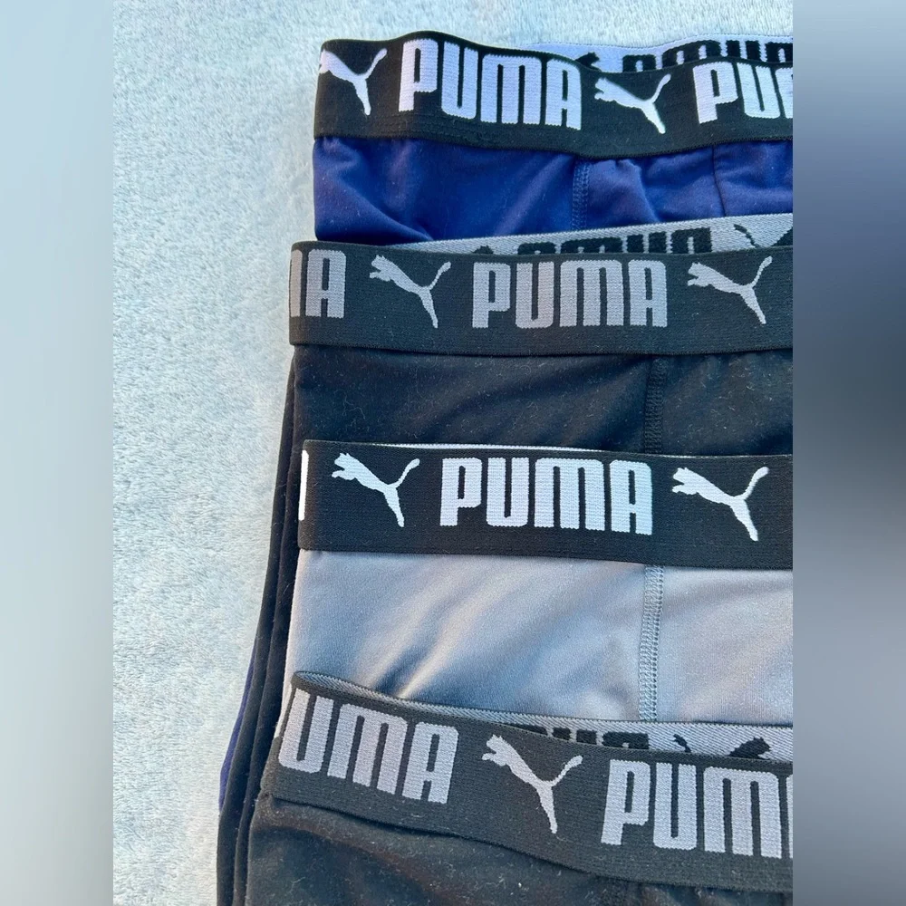 Puma Boxer Briefs Four Pair Sz. Large Gray Black & Blue